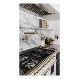 ILVE UP488NMPWHG Nostalgie II 48 inch Dual Fuel Range with 8 Total Black Brass Sealed Burners, Brass Trim (Limited Edition) (Natural Gas, White)
