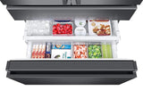 23 cu. ft. Counter Depth 4-Door French Door Refrigerator with Polygon Handles in Black Stainless Steel