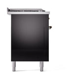 ILVE UN60FSQNMPBKB Nostalgie II Noblesse 60 inch Dual Fuel Range (7 Sealed Burners + Griddle + French Top, Natural Gas, Solid Door, Glossy Black, Burnished)