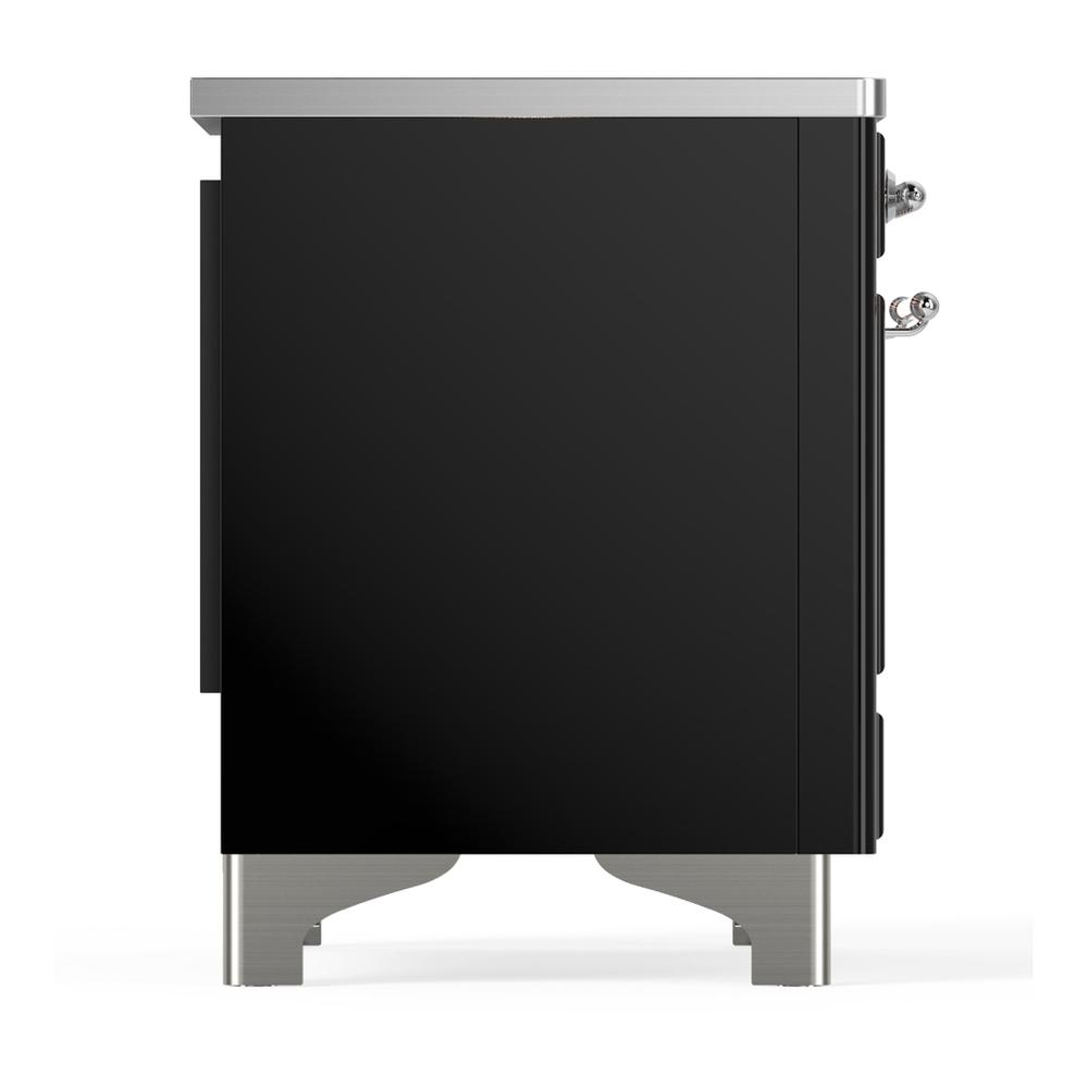ILVE UMIB36QNR3BKC Majestic III 36 inch Induction Range with 6 Elements, 3.5 cu. ft. Total Oven Capacity (Solid Door, Glossy Black, Chrome)