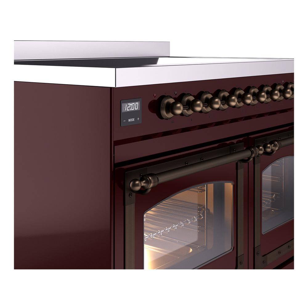 ILVE UNDI406NMPBUB Nostalgie II Noblesse 40 inch Induction Range (Triple Glass Door, Burgundy, Burnished)