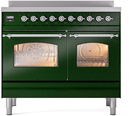 Nostalgie II 40 Inch Electric Freestanding Range in Emerald Green with Chrome Trim