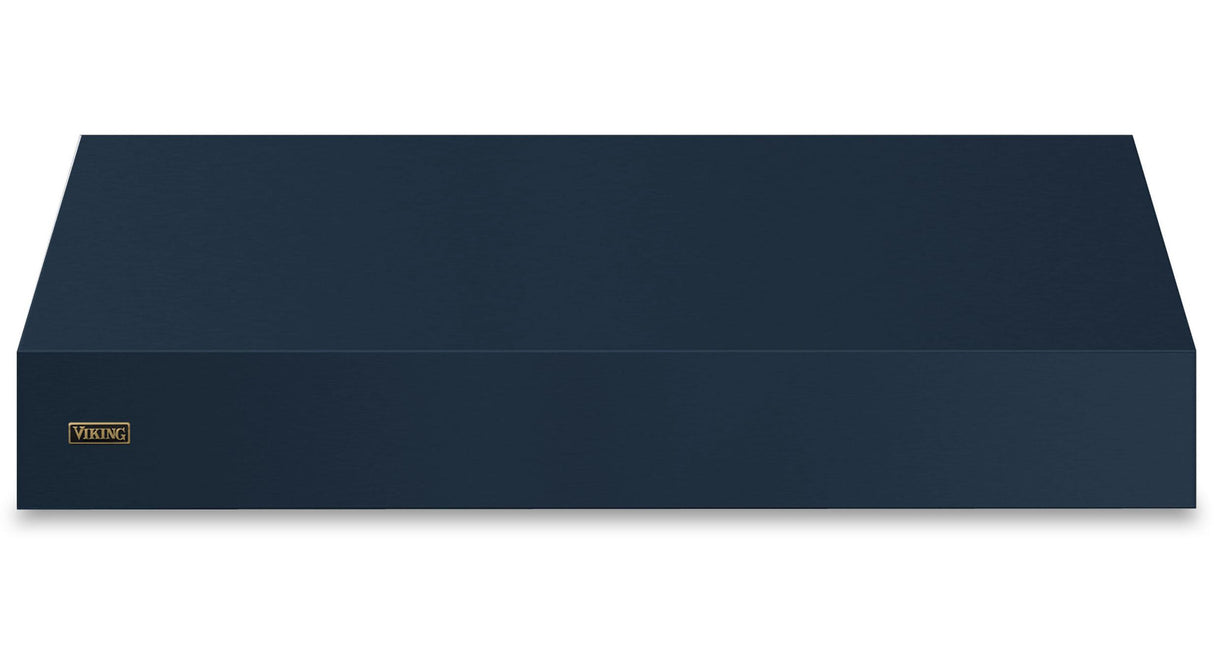 60"W. 18"H. Wall Hood (Finish: Slate Blue, Trim: Brushed Brass)