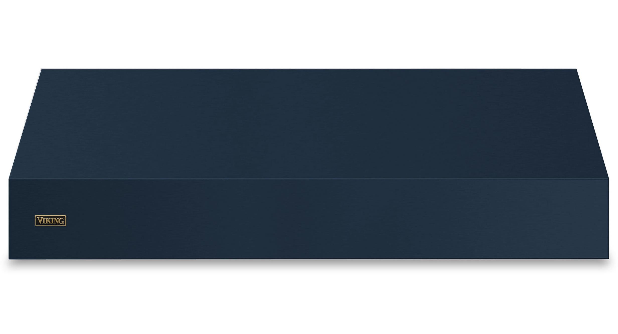 60"W. 18"H. Wall Hood (Finish: Slate Blue, Trim: Brushed Brass)