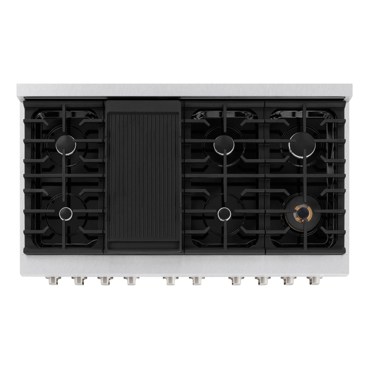 ZLINE 48 in. 6.7 cu. ft. 8 Burner Double Oven Gas Range in DuraSnow' Stainless Steel (SGRS-48)