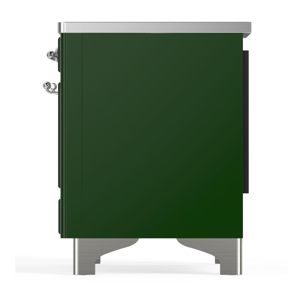 ILVE UMDIB40QNR3EGC Majestic III 40 inch Induction Range with 6 Elements, 3.82 cu. ft. Total Oven Capacity (Solid Door, Emerald Green, Chrome)