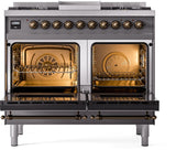 Nostalgie II 40 Inch Dual Fuel Liquid Propane Freestanding Range in Matte Graphite with Bronze Trim
