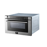 Forno Capoliveri 24-Inch Microwave Drawer, Stainless Steel, 1.2 cu.ft, 1000 Watts, Built-In, Touch Control LCD Display, Auto-Touch Open/Close, 11 Power Levels, Sensor Cooking