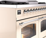 Nostalgie II 40 Inch Dual Fuel Liquid Propane Freestanding Range in Antique White with Chrome Trim