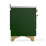 ILVE UMIB48NR3EGG Majestic III 48 inch Induction Range with 6 Elements, 5.02 cu. ft. Total Oven Capacity (Triple Glass Door, Emerald Green, Brass)