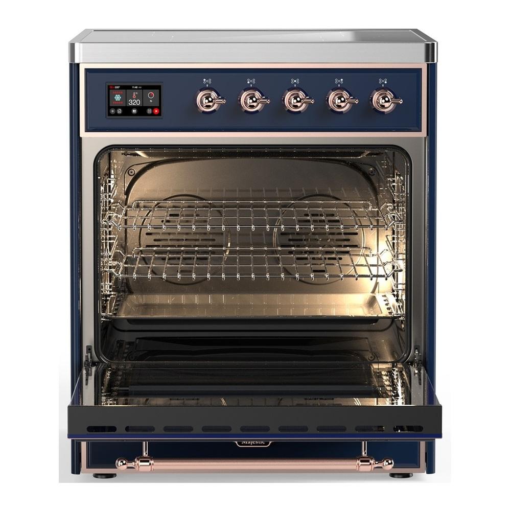 ILVE UMIB30QNR3MBP Majestic III 30 inch Induction Range with 4 Elements, 4 cu. ft. Oven Capacity (Solid Door, Midnight Blue, Copper)