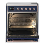 ILVE UMIB30QNR3MBP Majestic III 30 inch Induction Range with 4 Elements, 4 cu. ft. Oven Capacity (Solid Door, Midnight Blue, Copper)
