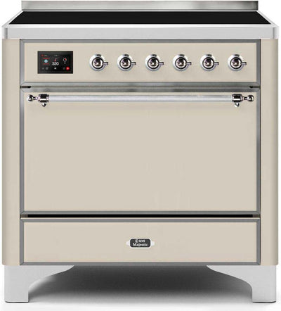 Majestic II 36 Inch Electric Freestanding Range in Antique White with Chrome Trim
