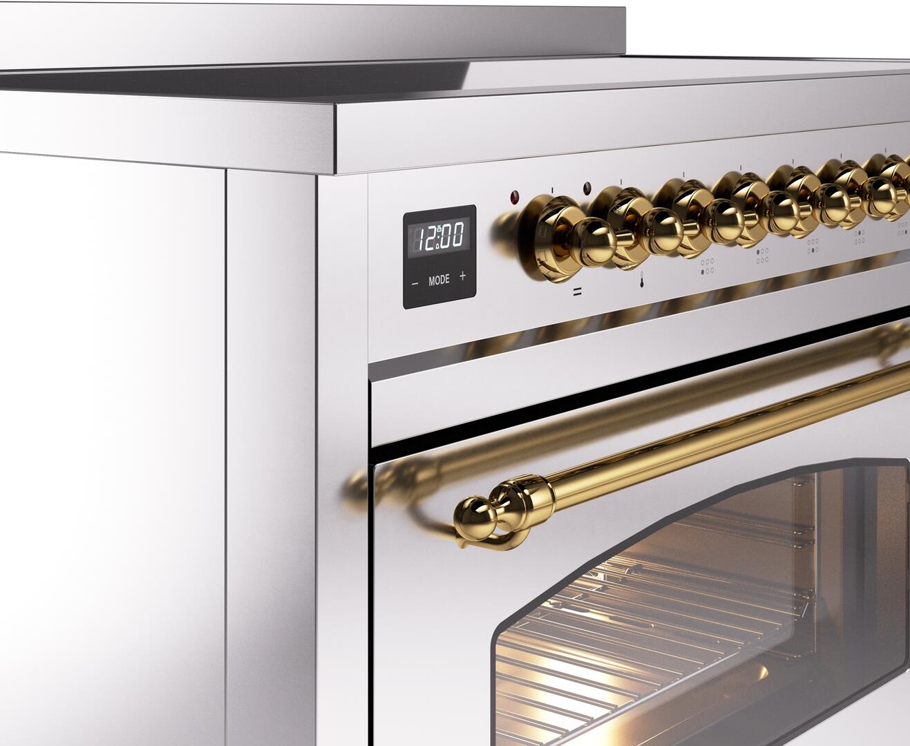 Nostalgie II 48 Inch Electric Freestanding Range in Stainless Steel with Brass Trim