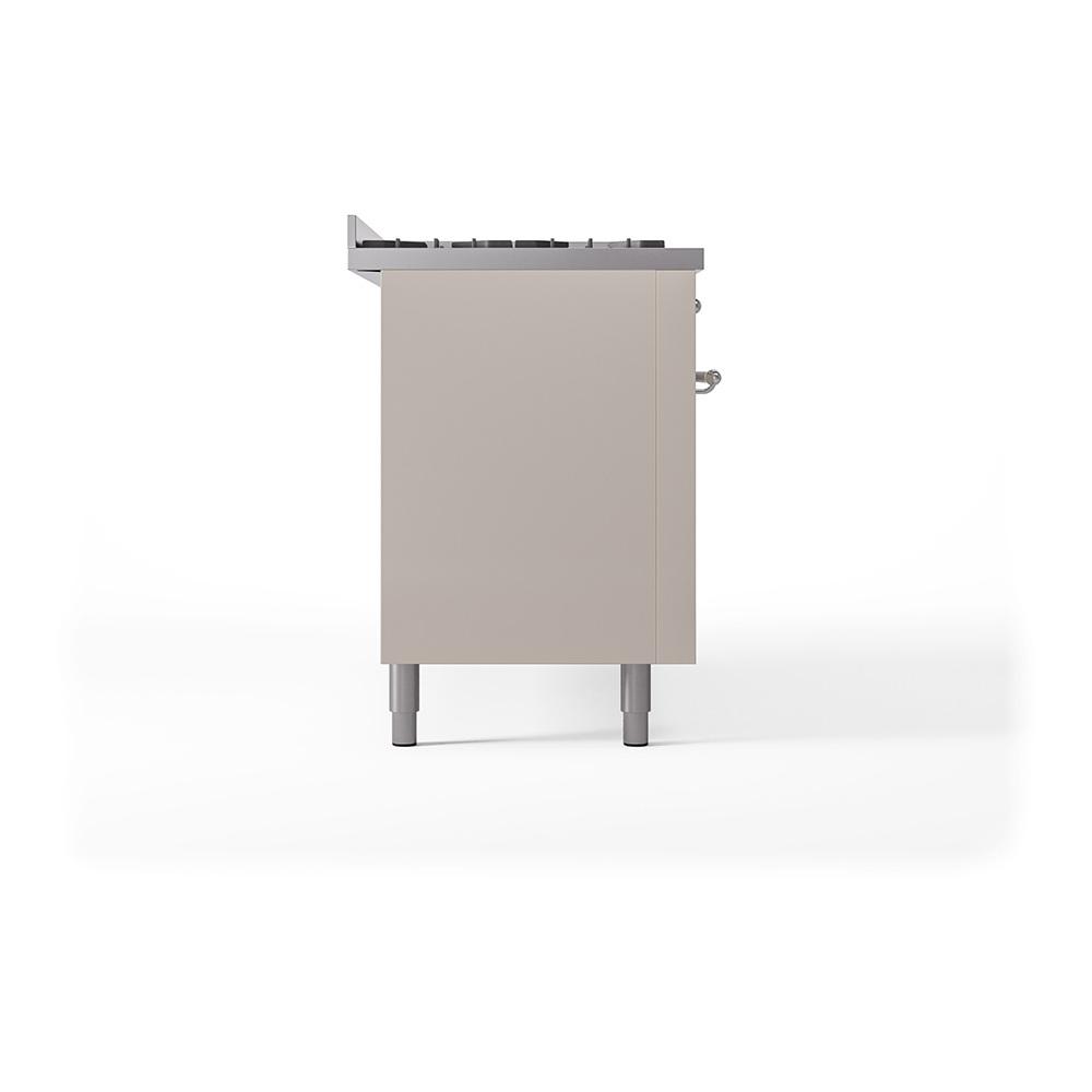 ILVE UN60FQNMPAWCLP Nostalgie II Noblesse 60 inch Dual Fuel Range (9 Sealed Burners + Griddle, Liquid Propane, Solid Door, Antique White, Chrome)