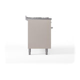 ILVE UN60FQNMPAWCLP Nostalgie II Noblesse 60 inch Dual Fuel Range (9 Sealed Burners + Griddle, Liquid Propane, Solid Door, Antique White, Chrome)