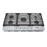 36 Inch Professional Gas Cooktop In Stainless Steel
