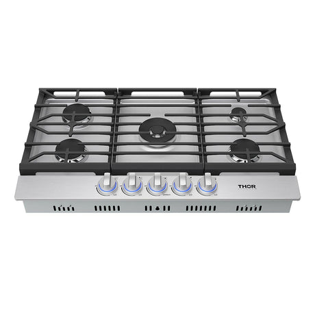 36 Inch Professional Gas Cooktop In Stainless Steel