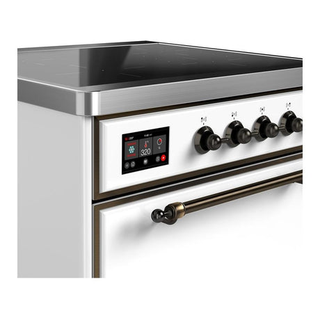 ILVE UMIB30QNR3WHB Majestic III 30 inch Induction Range with 4 Elements, 4 cu. ft. Oven Capacity (Solid Door, White, Burnished)