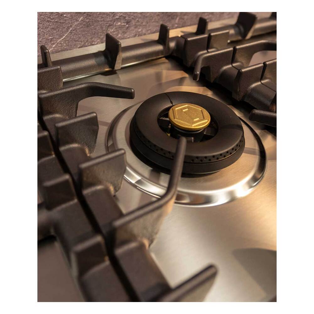 ILVE UHCPT125SSLP Professional Plus II 48 inch Built-In Gas Cooktop with Total Black Brass Burners, in Stainless Steel (6 Sealed Burners, Liquid Propane)