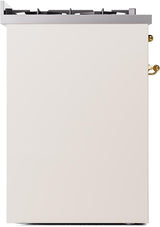 Nostalgie II 30 Inch Dual Fuel Natural Gas Freestanding Range in Antique White with Brass Trim