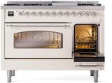 Nostalgie II 48 Inch Dual Fuel Liquid Propane Freestanding Range in Antique White with Chrome Trim