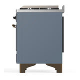 ILVE UM60FNR3BGBLP Majestic III 60 inch Dual Fuel Range with 9 Burners and Griddle, Dual Function Burner up to 25,000 BTU (Liquid Propane, Triple Glass Door, Blue Grey, Burnished)