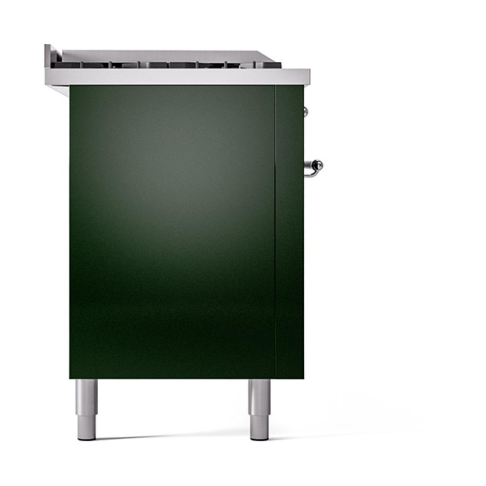 ILVE UN60FSQNMPEGC Nostalgie II Noblesse 60 inch Dual Fuel Range (7 Sealed Burners + Griddle + French Top, Natural Gas, Solid Door, Emerald Green, Chrome)