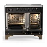 ILVE UMDIB40QNR3BKB Majestic III 40 inch Induction Range with 6 Elements, 3.82 cu. ft. Total Oven Capacity (Solid Door, Glossy Black, Burnished)
