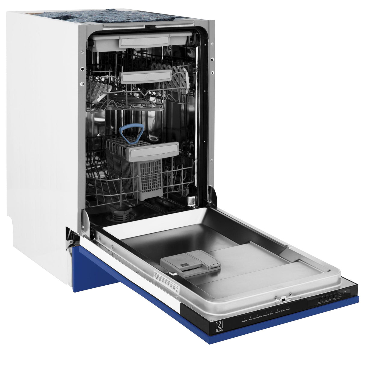 ZLINE 18" Tallac Series 3rd Rack Top Control Dishwasher with Traditional Handle, 51dBa [Color: Blue Matte]