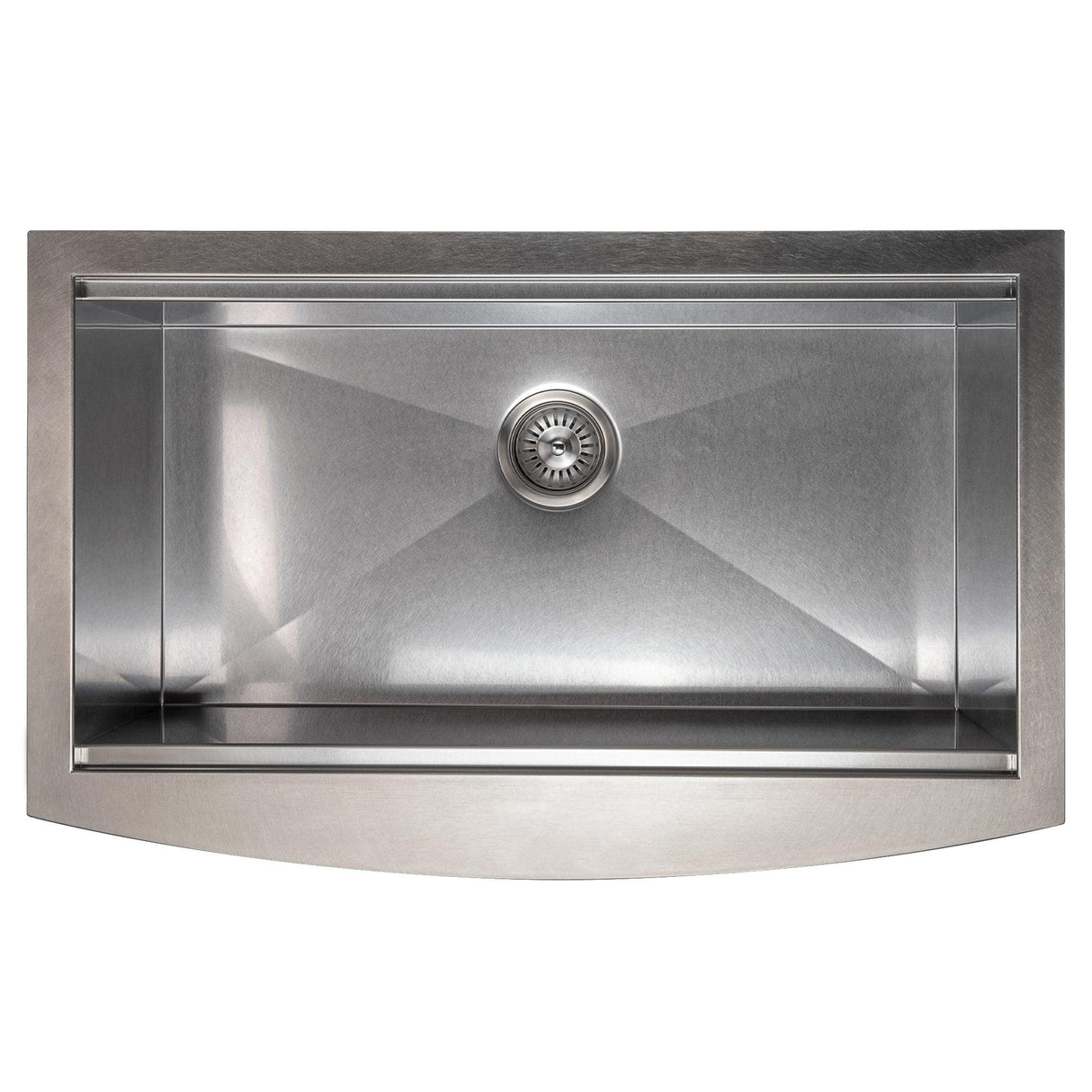 ZLINE 33 in. Moritz Farmhouse Apron Mount Single Bowl Satin Stainless Steel Kitchen Sink with Bottom Grid and Accessories (SLSAP-33S)