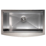 ZLINE 33 in. Moritz Farmhouse Apron Mount Single Bowl Satin Stainless Steel Kitchen Sink with Bottom Grid and Accessories (SLSAP-33S)