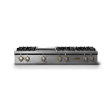 48"W. Gas Rangetop (Burner: 6g, Finish: Stainless Steel, Trim: Brushed Brass, Fuel: Propane)
