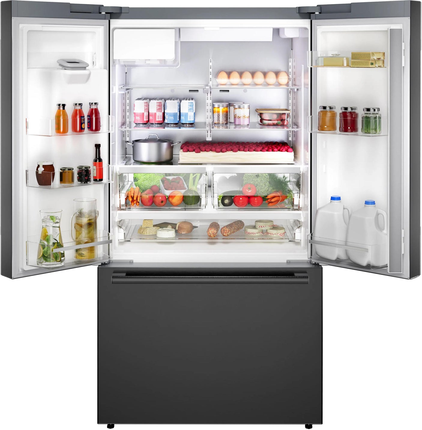 500 Series French Door Bottom Mount Refrigerator 36" Black Stainless Steel, Total No Frost