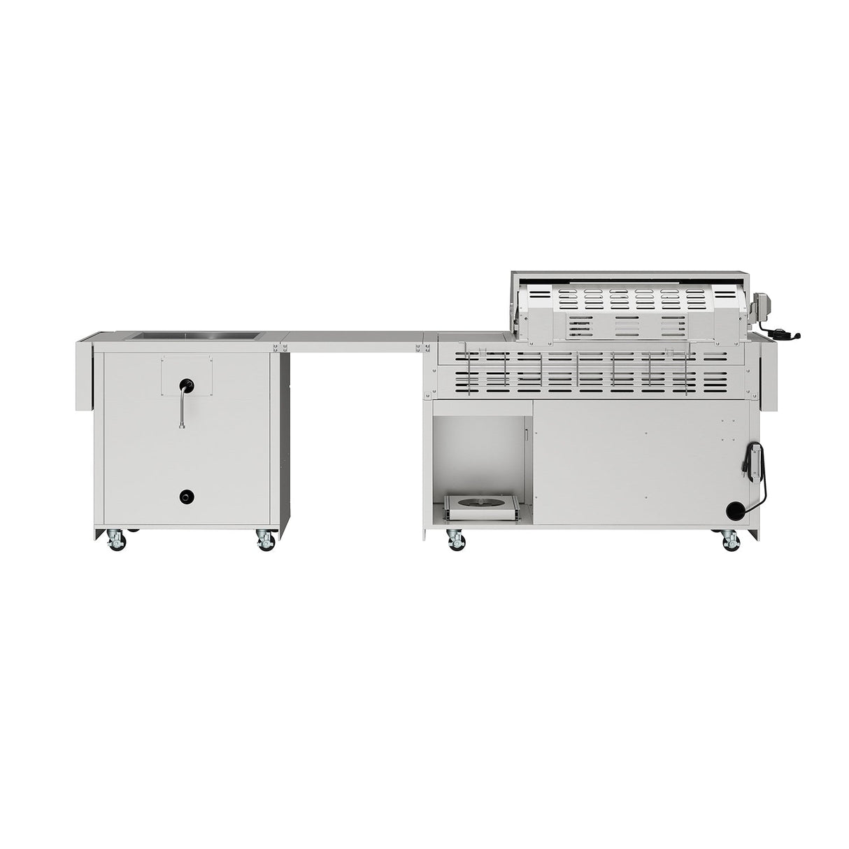 10 Ft. Outdoor Kitchen Island With Gas Grill & Side Burner, Sink & Drawer 77,000 BTU - Stainless Steel