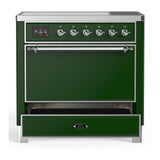 ILVE UMIB36QNR3EGC Majestic III 36 inch Induction Range with 6 Elements, 3.5 cu. ft. Total Oven Capacity (Solid Door, Emerald Green, Chrome)