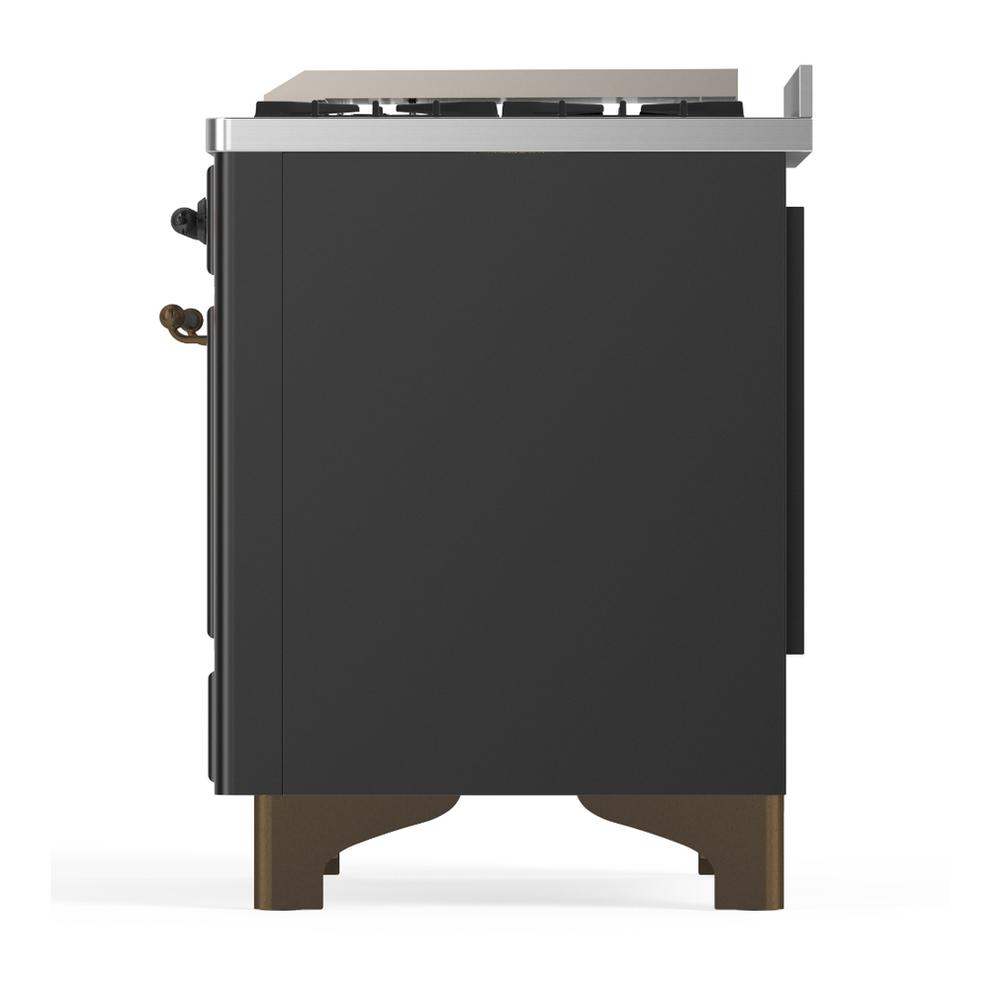 ILVE UM60FQNR3MGB Majestic III 60 inch Dual Fuel Range with 9 Burners and Griddle, Dual Function Burner up to 25,000 BTU (Natural Gas, Solid Door, Graphite Matte, Burnished)