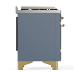 ILVE UM48FSNR3BGG Majestic III 48 inch Dual Fuel Range with 5 Black Brass Burners, Griddle and French Top, Dual Function Burner up to 25,000 BTU (Natural Gas, Triple Glass Door, Blue Grey, Brass)