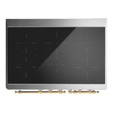 ILVE UMDIB40QNR3AWG Majestic III 40 inch Induction Range with 6 Elements, 3.82 cu. ft. Total Oven Capacity (Solid Door, Antique White, Brass)