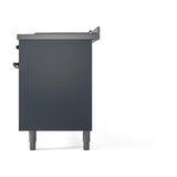 ILVE UN60FSQNMPBGBLP Nostalgie II Noblesse 60 inch Dual Fuel Range (7 Sealed Burners + Griddle + French Top, Liquid Propane, Solid Door, Blue Grey, Burnished)