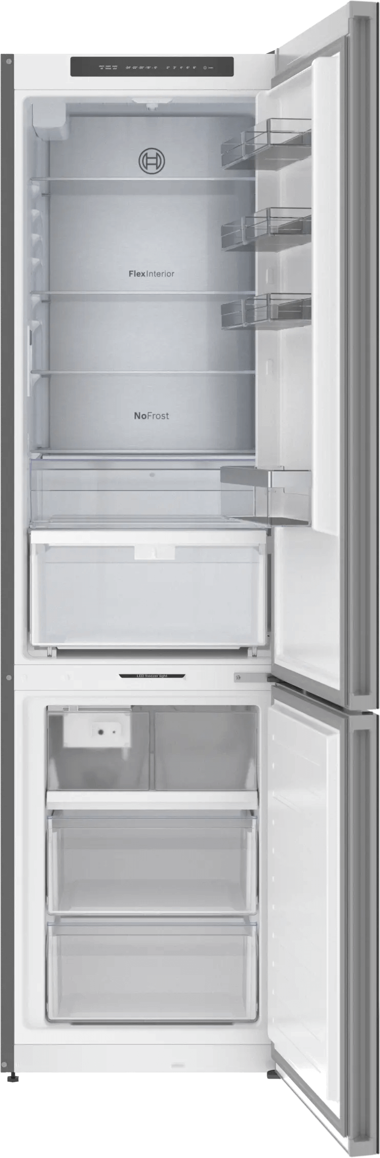 800 Series Free-standing fridge-freezer with freezer at bottom, glass door 24" Black, Total No Frost