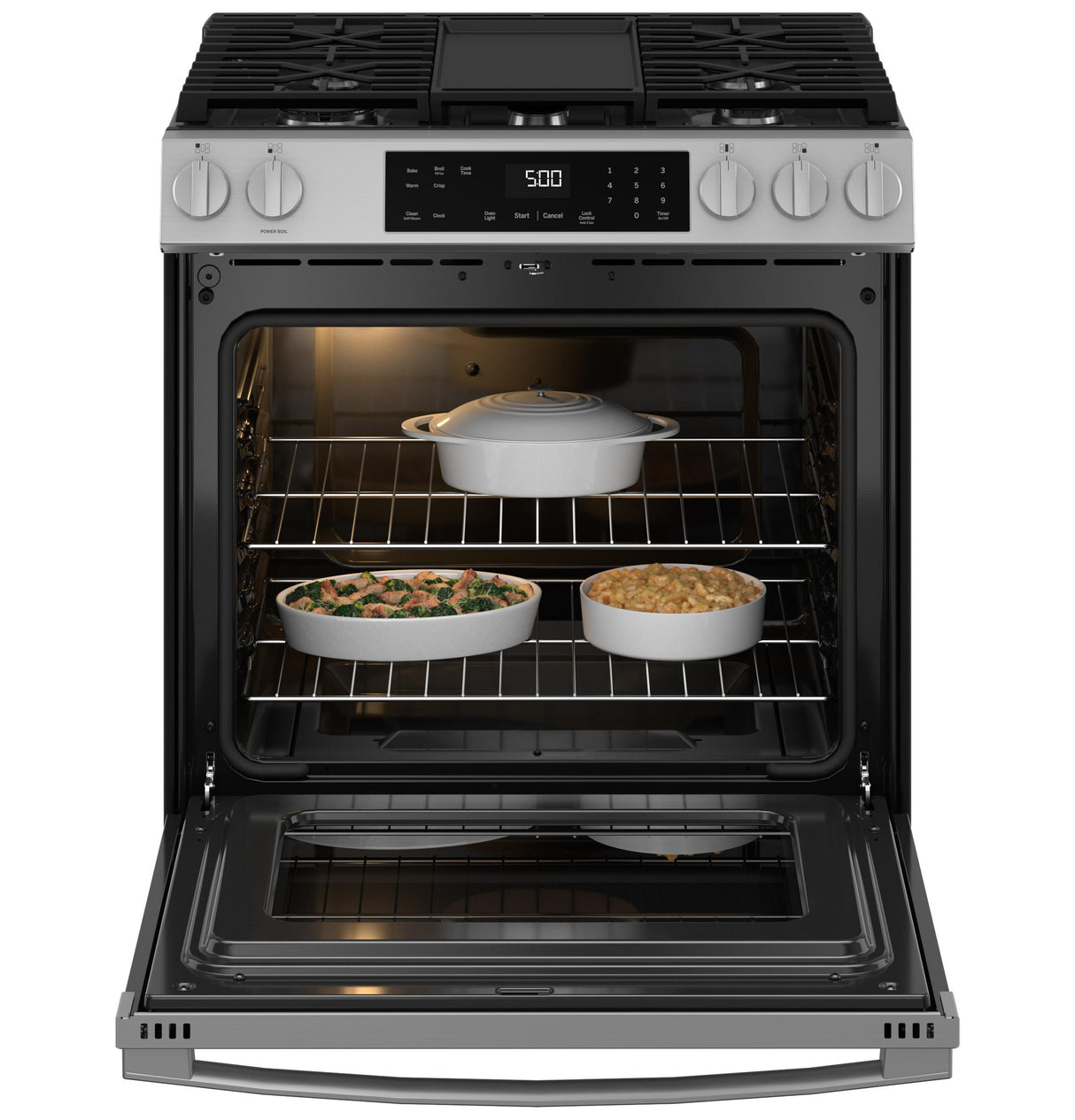 GE® 30" Slide-In Front-Control Gas Range with Crisp Mode