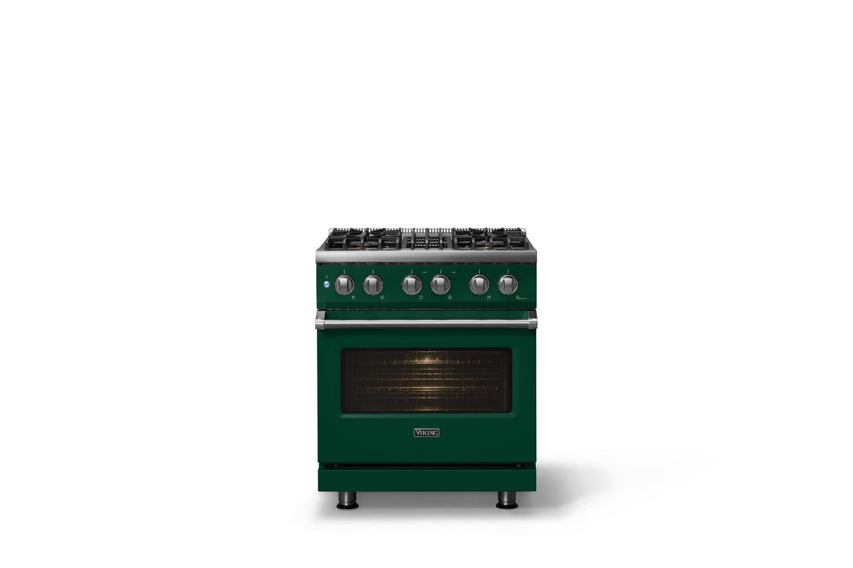 30"W. Dual Fuel Range (Finish: Ivy, Trim: Polished Chrome, Fuel: Natural Gas)