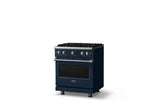 30"W. Sealed Burner Gas Range (Finish: Slate Blue, Trim: Polished Chrome, Fuel: Natural Gas)
