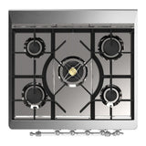 ILVE UM30NR3BGC Majestic III 30 inch Dual Fuel Range with 5 Black Brass Burners, Dual Function Burner up to 25,000 BTU (Natural Gas, Triple Glass Door, Blue Grey, Chrome)
