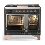 ILVE UMD40FQNR3MGP Majestic III 40 inch Dual Fuel Range with 6 Burners and Griddle, Dual Function Burner up to 25,000 BTU (Natural Gas, Solid Door, Graphite Matte, Copper)