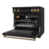 36 Inch Professional Induction Range With Tilt Panel Touch Control In Black and Bronze  Gordon Ramsay Series