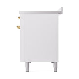 ILVE UNI486QNMPWHG Nostalgie II Noblesse 48 inch Induction Range (Solid Door, White, Brass)