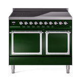 ILVE UNDI406QNMPEGC Nostalgie II Noblesse 40 inch Induction Range (Solid Door, Emerald Green, Chrome)