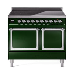 ILVE UNDI406QNMPEGC Nostalgie II Noblesse 40 inch Induction Range (Solid Door, Emerald Green, Chrome)